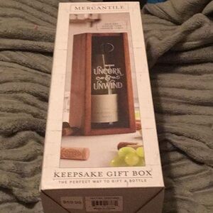 NWT Studio Mercantile Keepsake Gift Box Uncork & Unwind Brown 15.5 x 6 x 5.5